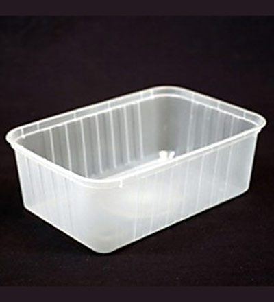 1000ml Rectangle Ribbed Clear Container - Pkt 50 