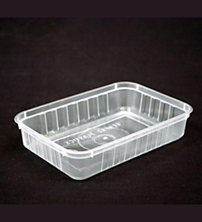 500ml Rectangle Ribbed Clear Container - Pkt 50