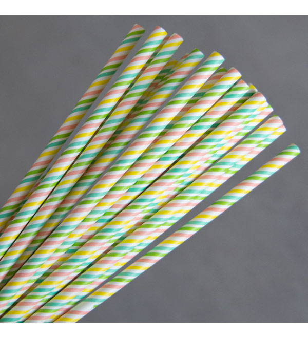Regular Paper Straw - Rainbow Pkt 250