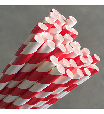 Regular Paper Straw - Red Pkt/Wh 250