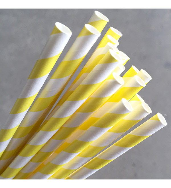 Regular Paper Straw - Yellow Pkt 250