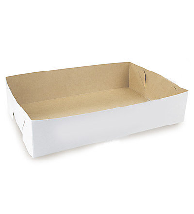 Cake Tray #24 White-Brown 255x180x45mm Pkt 250