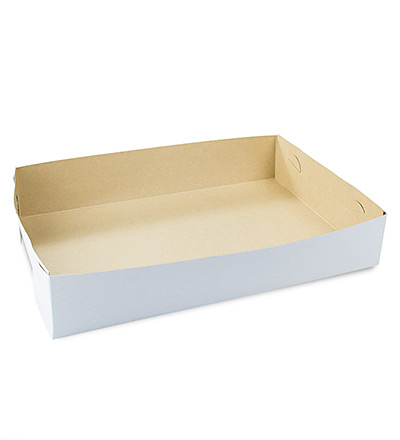Cake Tray #25 White-Brown 290x205x55mm Pkt 250